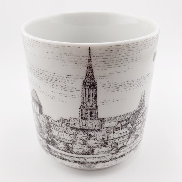 VINTAGE Ulm Danube River German cityscape image white black ceramic mug teacup - Picture 10 of 12